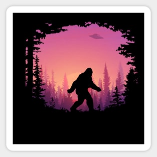 Bigfoot UFO (sunset background) Sticker